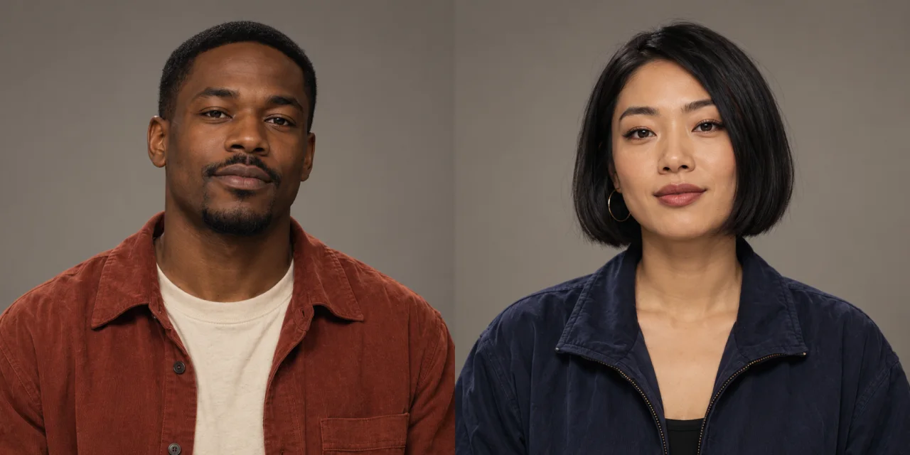 Two individual portraits of the studio performers
